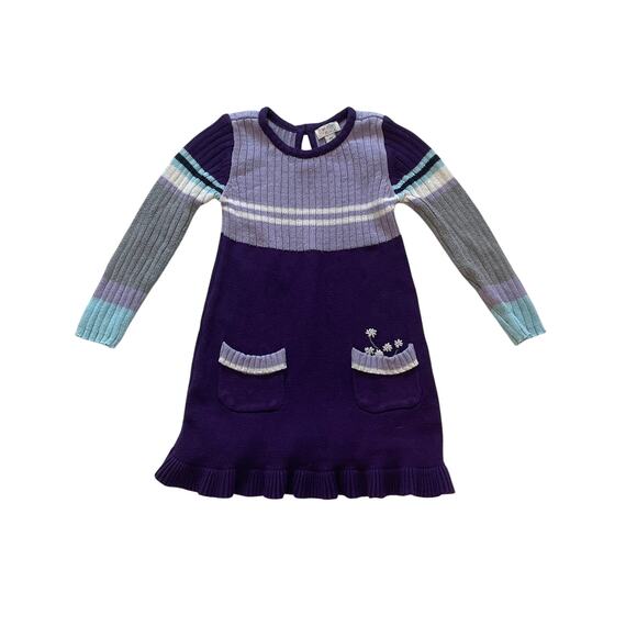 Children's Place Cotton Blend Long Sleeve Ribbed Knit Purple Sweater Dress, 4T - Picture 1 of 7
